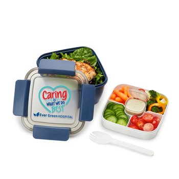 Caring Is What We Do Best Locking Food Container With Compartments 54 oz. - Personalization Available from Positive Promotions
