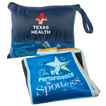 Housekeeper/EVS Eco Blanket in Zipper Pouch - Pouch Personalization Available from Positive Promotions