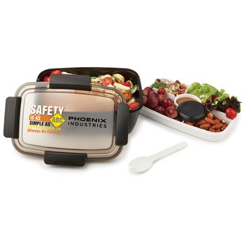 Workplace Safety Black Locking Stacker Food Container 68 oz. - Personalization Available from Positive Promotions