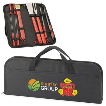Workplace Safety Grilling Essentials 8-Piece BBQ Set - Personalization Available from Positive Promotions