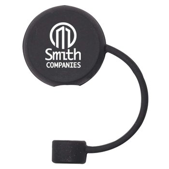 Workplace Safety Black Round Silicone Straw Topper - One-Color Personalization Available from Positive Promotions