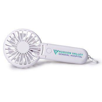 Breast Cancer Awareness 2-in-1 3-Speed Rechargeable Hand & Desk Fan With Carabiner - Personalization Available from Positive Promotions
