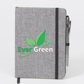 Gray Heathered Journal With Teamwork Quotes & Stylus Pen - Personalization Available from Positive Promotions