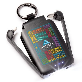 Thanks 3-In-1 2000 mAh Mini Keychain Power Bank With LED Light from Positive Promotions
