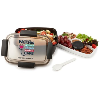 Certified Nurses Black Locking Stacker Food Container 68 oz. - Personalization Available from Positive Promotions