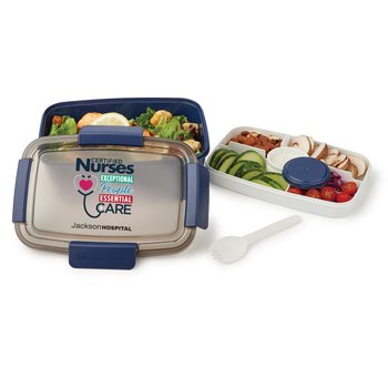 Certified Nurses Navy Locking Stacker Food Container 68 oz. - Personalization Available from Positive Promotions