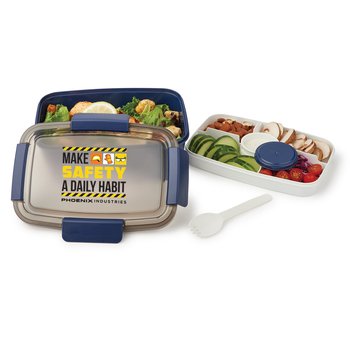 Workplace Safety Navy Locking Stacker Food Container 68 oz. - Personalization Available from Positive Promotions