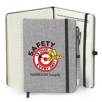 Workplace Safety Grey Heather Journal w/Motivational Quotes- Personalized from Positive Promotions