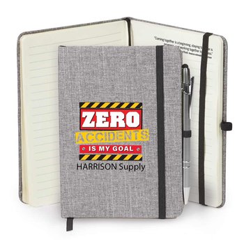 Workplace Safety Grey Heather Journal With Teamwork Quotes- Personalized from Positive Promotions