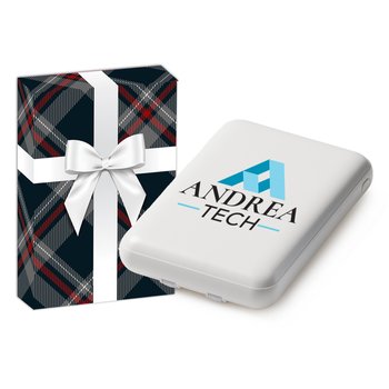 3-In-1 5,000-mAh Power Bank With Built-In Charging Cables In Holiday Gift Box - Personalization Available from Positive Promotions