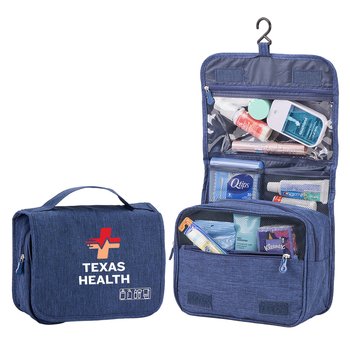 Navy Travel Carry-All Hanging Toiletry Bag - Personalization Available from Positive Promotions