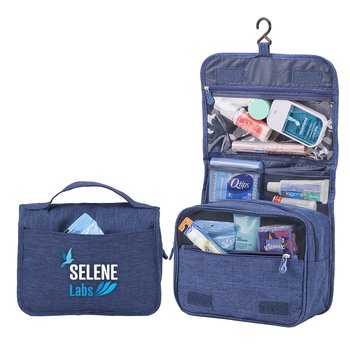 Navy Travel Carry-All Hanging Toiletry Bag - Embroidered Personalization Available from Positive Promotions