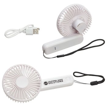 3-Speed Rechargeable Mini Hand Fan - One-Color Personalization Available from Positive Promotions