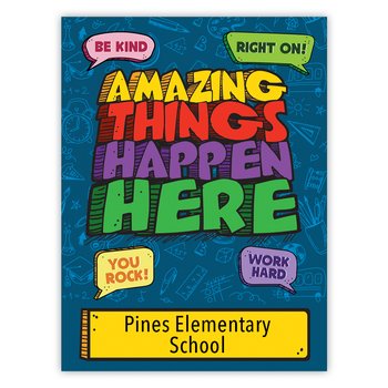 Amazing Things Happen Here School-to-Home Student Folder - One-Color Personalization Available from Positive Promotions