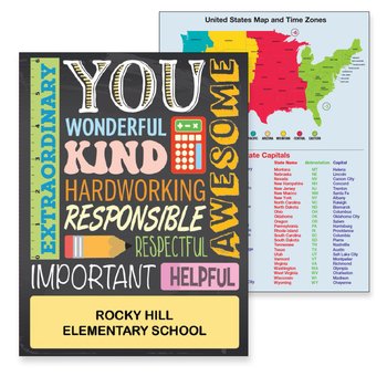 Extraordinary/Awesome Word Cloud School-to-Home Student Folder - One-Color Personalization Available from Positive Promotions