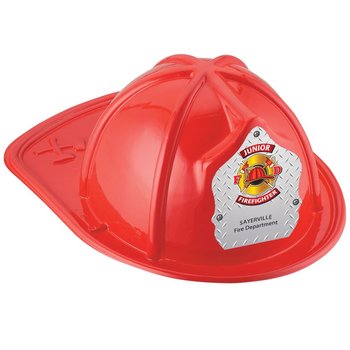 Red Junior Firefighter Hat With Maltese Cross On Silver With Personalization from Positive Promotions