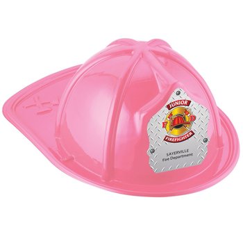 Pink Junior Firefighter Hat With Maltese Cross On Silver With Personalization from Positive Promotions