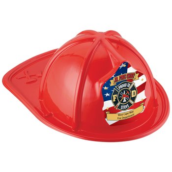 Red Patriotic Jr. Fire Chief/Proud to Serve Hat - One-Color Personalization Available from Positive Promotions