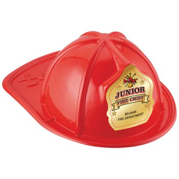 Red Junior Fire Chief Golden Shield Hat - Personalization Available from Positive Promotions