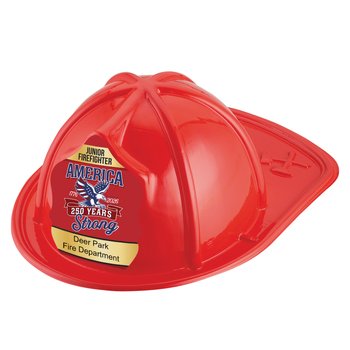 Red America 250 Years Strong Junior Firefighter Fire Hat - One-Color Personalization Available from Positive Promotions