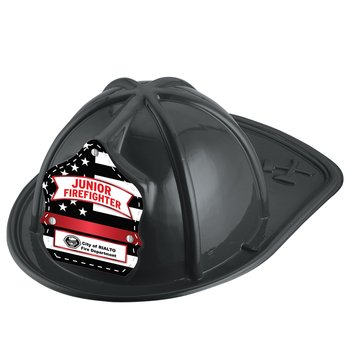 Black Junior Firefighter Thin Red Line Firefighter Hat - One-Color Personalization Available from Positive Promotions