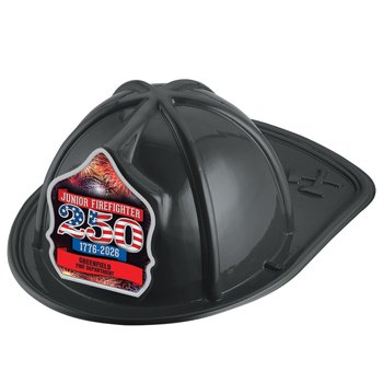 Black USA 250 1776-2026 Junior Firefighter Fire Hat - One-Color Personalization Available from Positive Promotions