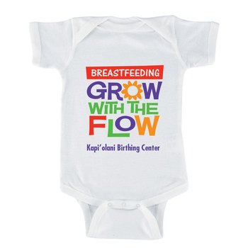 Breastfeeding: Grow With The Flow (With Your Facility's Name) 1-Piece Onesie Bodysuit For Newborn- Silkscreened Personalization Available from Positive Promotions