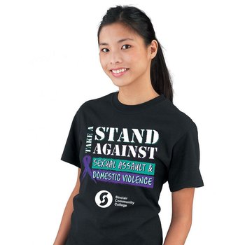 Take A Stand Against Sexual Assault & Domestic Violence Short Sleeve T-Shirt - Personalized from Positive Promotions