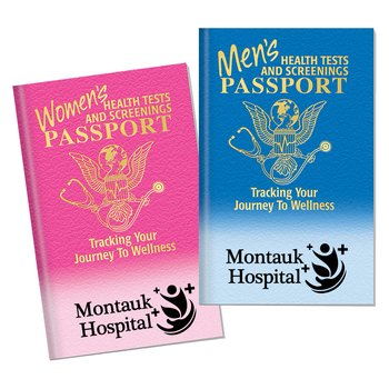 Women's/Men's Health Tests And Screenings Passport Flip Book - Personalization Available from Positive Promotions