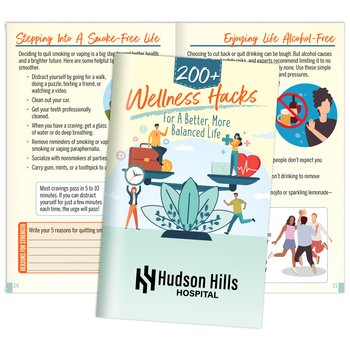 200+ Wellness Hacks for a Better, More Balanced Life Handbook - One-Color Personalization Available from Positive Promotions