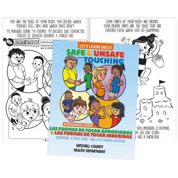 Let's Learn About Safe & Unsafe Touching Educational Activities Book (English/Spanish) - Personalization Available from Positive Promotions