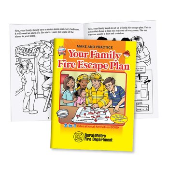 Your Family Fire Escape Plan/Don't Fear Firefighters In Gear 2-in-1 Educational Activities Flipbook - Personalization Available from Positive Promotions