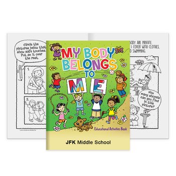 My Body Belongs to Me English/Spanish Flip-Style Educational Activities Book - One-Color Personalization Available from Positive Promotions