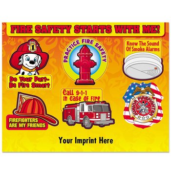 Fire Safety Starts With Me (Imprinted) Fire Safety Stickers Sheet - Personalization Available from Positive Promotions