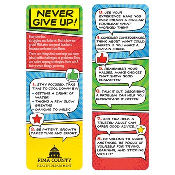 Never Give Up! Social & Emotional Learning Bookmark - Personalization Available from Positive Promotions