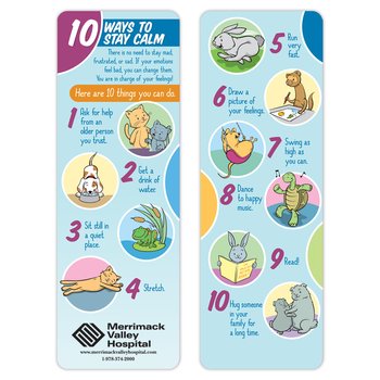 10 Ways to Stay Calm Social & Emotional Learning Bookmark - Personalization Available from Positive Promotions