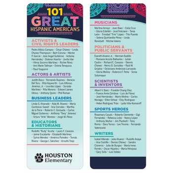 101 Great Hispanic Americans 2-Sided Bookmark - One-Color Personalization Available from Positive Promotions