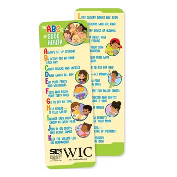 The ABCs of Good Health Bookmark - One-Color Personalization Available from Positive Promotions