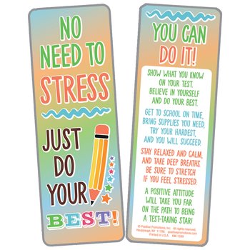 No Need to Stress; Just Do Your Best! Bookmark - Pack of 25 from Positive Promotions