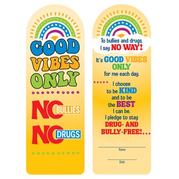 Good Vibes Only: No Bullies, No Drugs Die-Cut Bookmark - Pack of 100 from Positive Promotions
