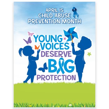 Young Voices Deserve Big Protection Child Abuse Prevention Month Event Poster - Pack of 5 from Positive Promotions