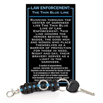 Law Enforcement: The Thin Blue Line Paracord Key Chain With Card from Positive Promotions