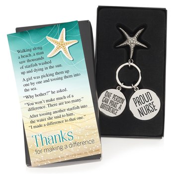 Proud Nurse Starfish Key Tag with Keepsake Card from Positive Promotions