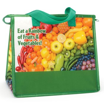 Eat A Rainbow Of Fruits & Vegetables! Insulated Eco-Friendly Laminated Lunch Bag from Positive Promotions
