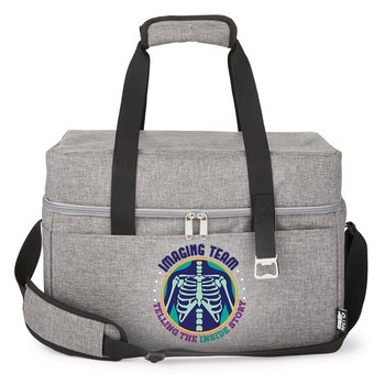 Imaging Team: Telling the Inside Story Trailblazer Deluxe rPET 36-Can Flip-Top Cooler Bag With Built-In Bottle Opener from Positive Promotions