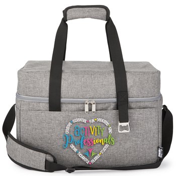 Activity Professionals Word Heart Trailblazer Deluxe rPET 36-Can Flip-Top Cooler Bag With Built-In Bottle Opener from Positive Promotions
