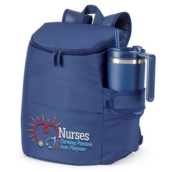 Nurses: Turning Passion Into Purpose Hydro 2.0 12-Can Insulated Backpack Cooler Bag With 30-/40-oz. Tumbler Pocket from Positive Promotions