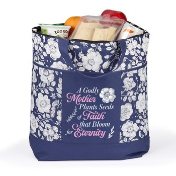 A Godly Mother Plants Seeds of Faith That Bloom for Eternity Malibu Non-Woven Insulated Cooler Tote from Positive Promotions