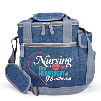 Nursing: The Heartbeat of Healthcare Riverside Deluxe Lunch/Cooler Bag With 30-/40-oz. Tumbler Pocket from Positive Promotions