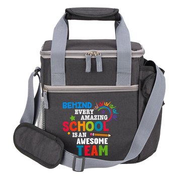 Behind Every Amazing School Is an Awesome Team Riverside Deluxe Lunch/Cooler Bag With 30-/40-oz. Tumbler Pocket from Positive Promotions
